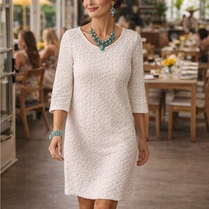 Gibson Latimer Elegant White Textured Dress